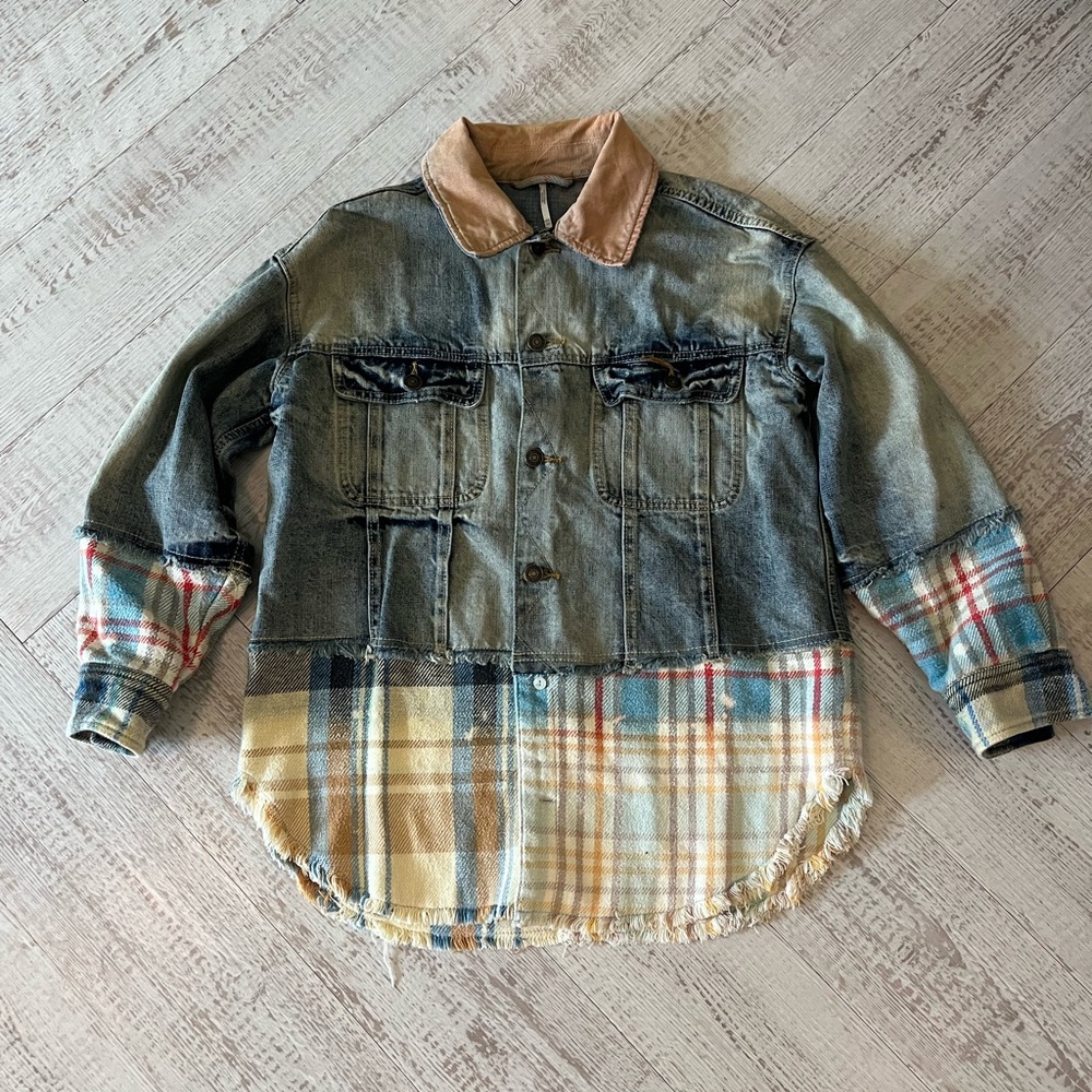 Free People - Multi-plaid Denim Jacket